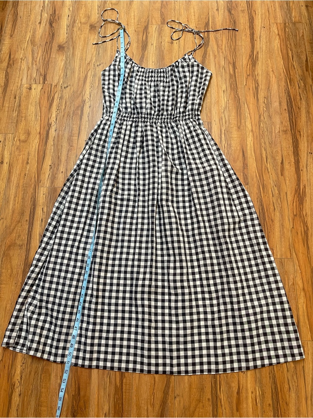 DOEN Leslie Gingham Midi Dress in Black Marilyn Size L - Picture 11 of 16